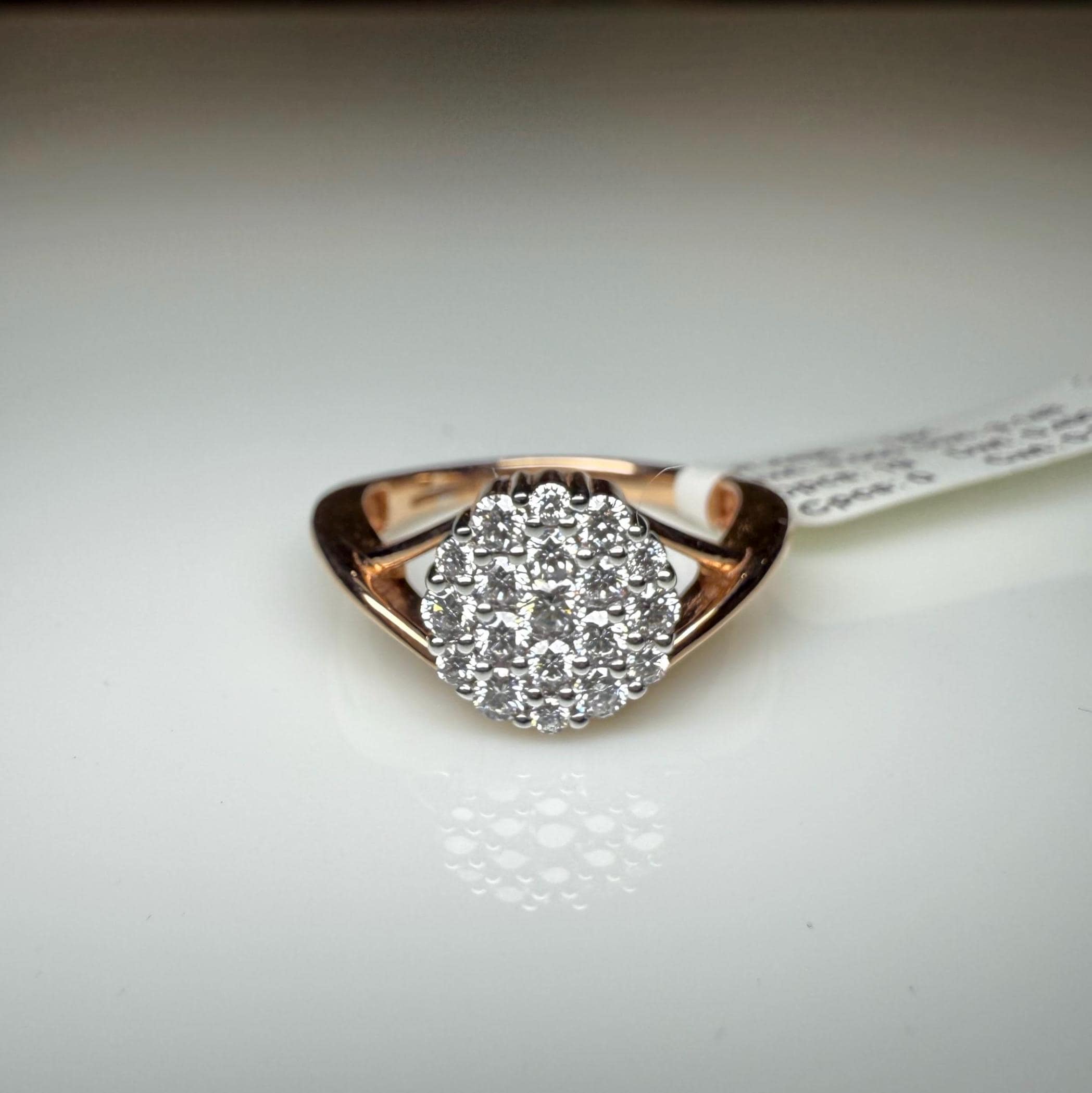Lab Grown Diamond Cluster Ring: 14K Solid Gold Pave Engagement Ring
