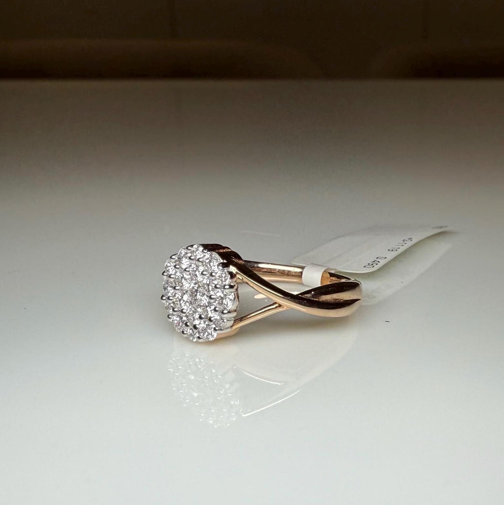 Lab Grown Diamond Cluster Ring: 14K Solid Gold Pave Engagement Ring