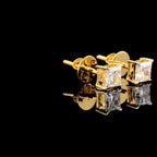 Princess Cut Lab Grown Diamond Stud Earrings: 14K Gold Screw Back