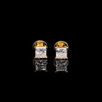Princess Cut Lab Grown Diamond Stud Earrings: 14K Gold Screw Back