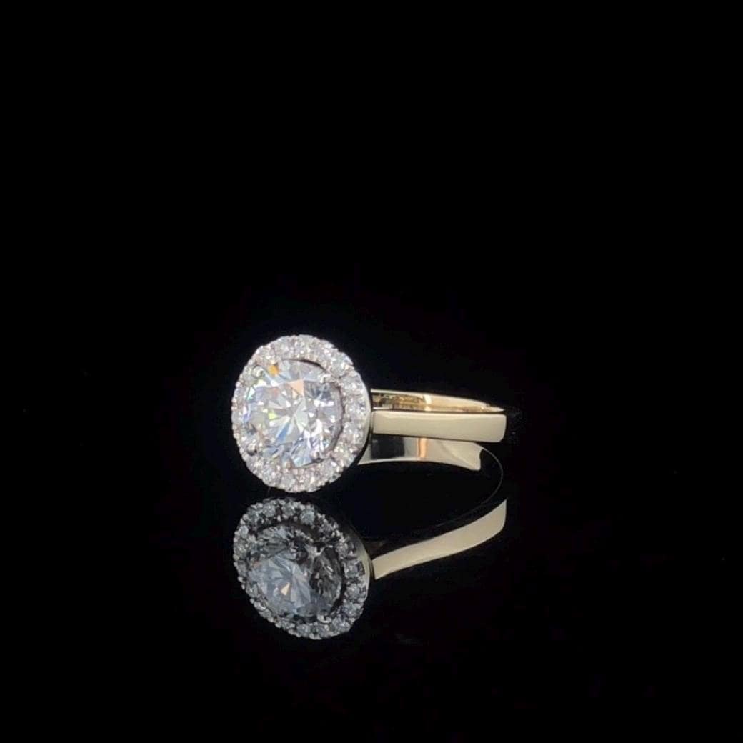 2.10CT Lab Grown Diamond Engagement Ring: 14K Gold Halo Bridal Jewelry, IGI Certified