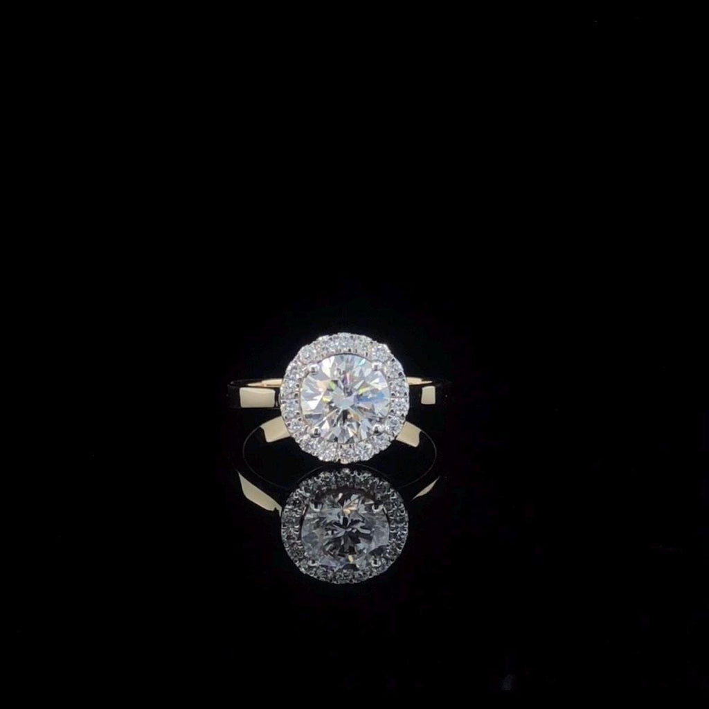 2.10CT Lab Grown Diamond Engagement Ring: 14K Gold Halo Bridal Jewelry, IGI Certified