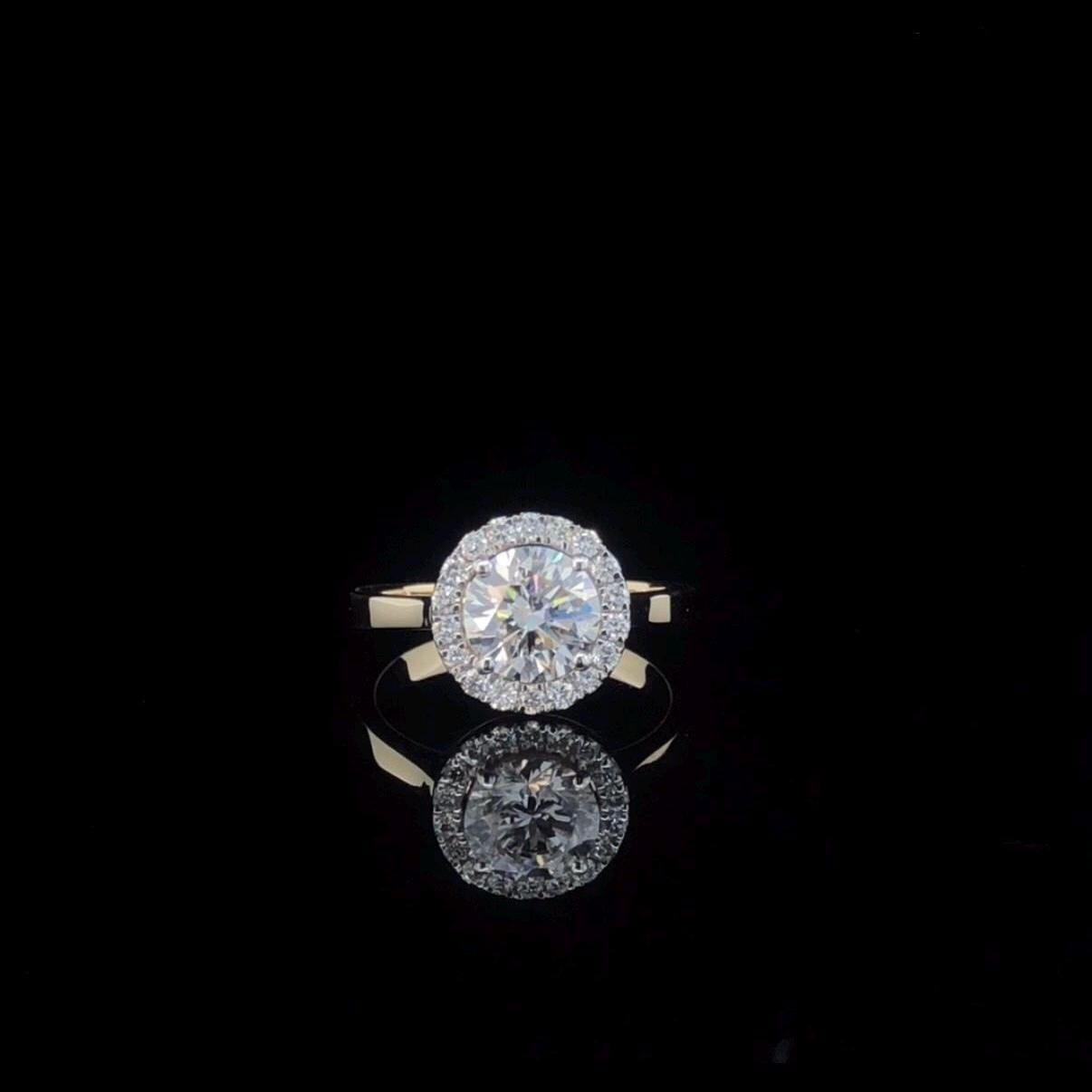 2.10CT Lab Grown Diamond Engagement Ring: 14K Gold Halo Bridal Jewelry, IGI Certified