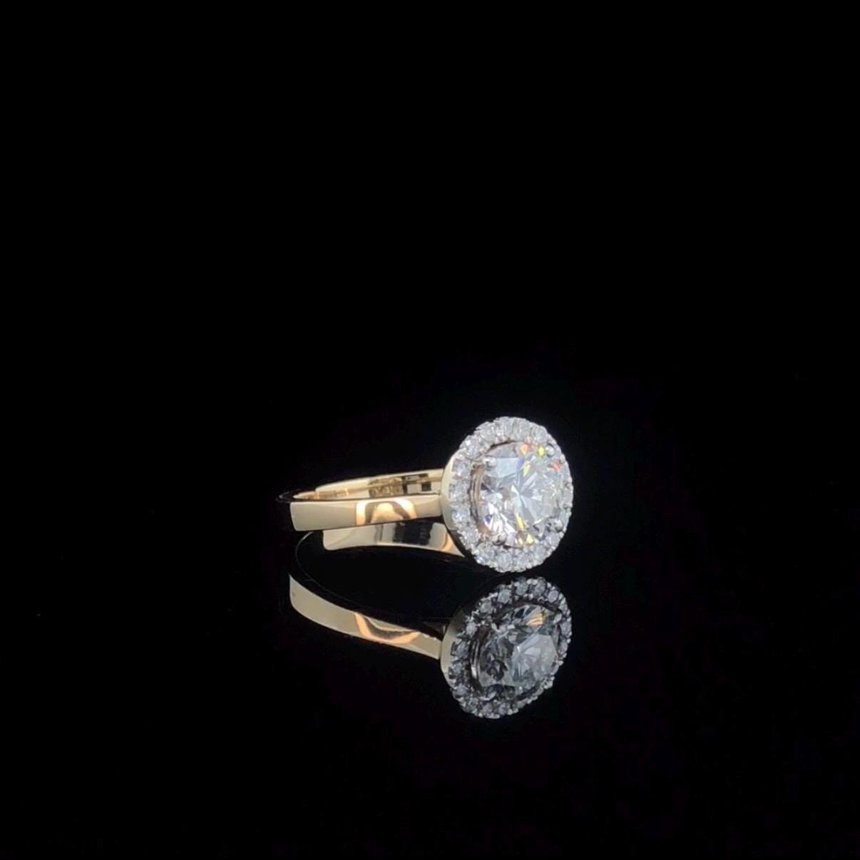 2.10CT Lab Grown Diamond Engagement Ring: 14K Gold Halo Bridal Jewelry, IGI Certified