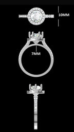 IGI Certified Lab Grown Diamond Halo Engagement Ring: 14K Solid Gold Bridal Ring