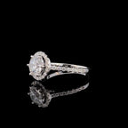 IGI Certified Lab Grown Diamond Halo Engagement Ring: 14K Solid Gold Bridal Ring