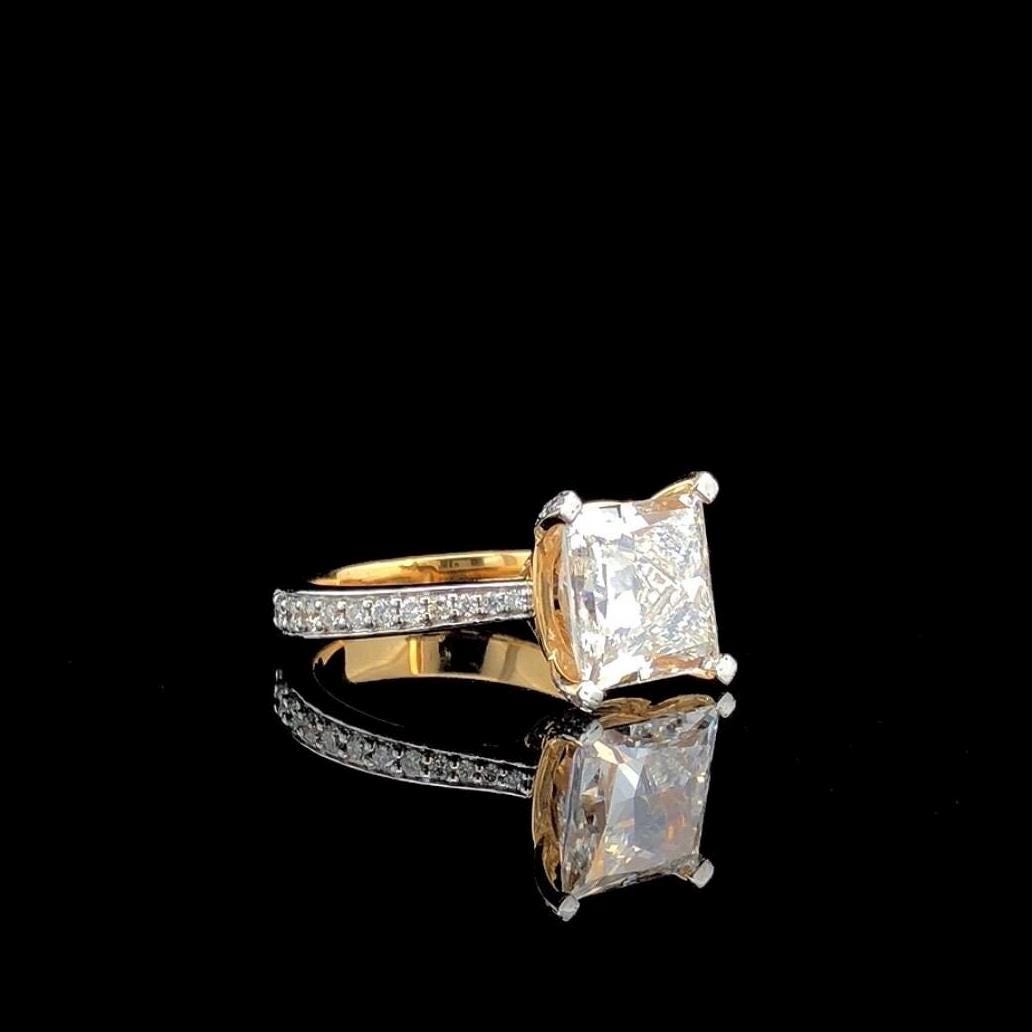 Princess Cut 5ct Lab Grown Diamond Engagement Ring - 14K Gold IGI Certified