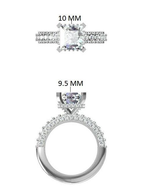 Princess Cut 2.5ct Lab Grown Diamond Engagement Ring: 14K Gold IGI Certified