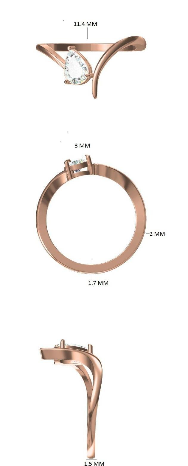Pear Cut Lab Grown Diamond Engagement Ring: 14K Gold Modern Twist