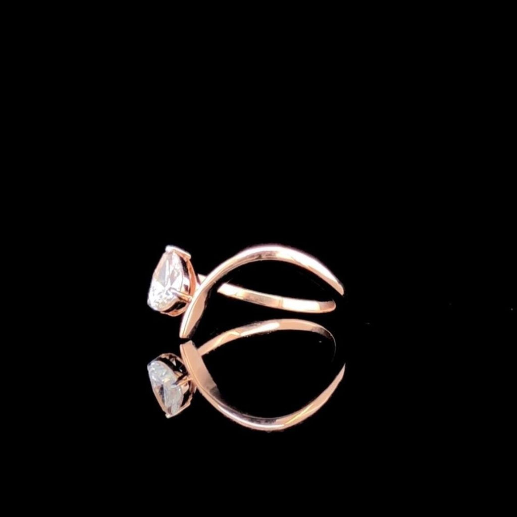 Pear Cut Lab Grown Diamond Engagement Ring: 14K Gold Modern Twist