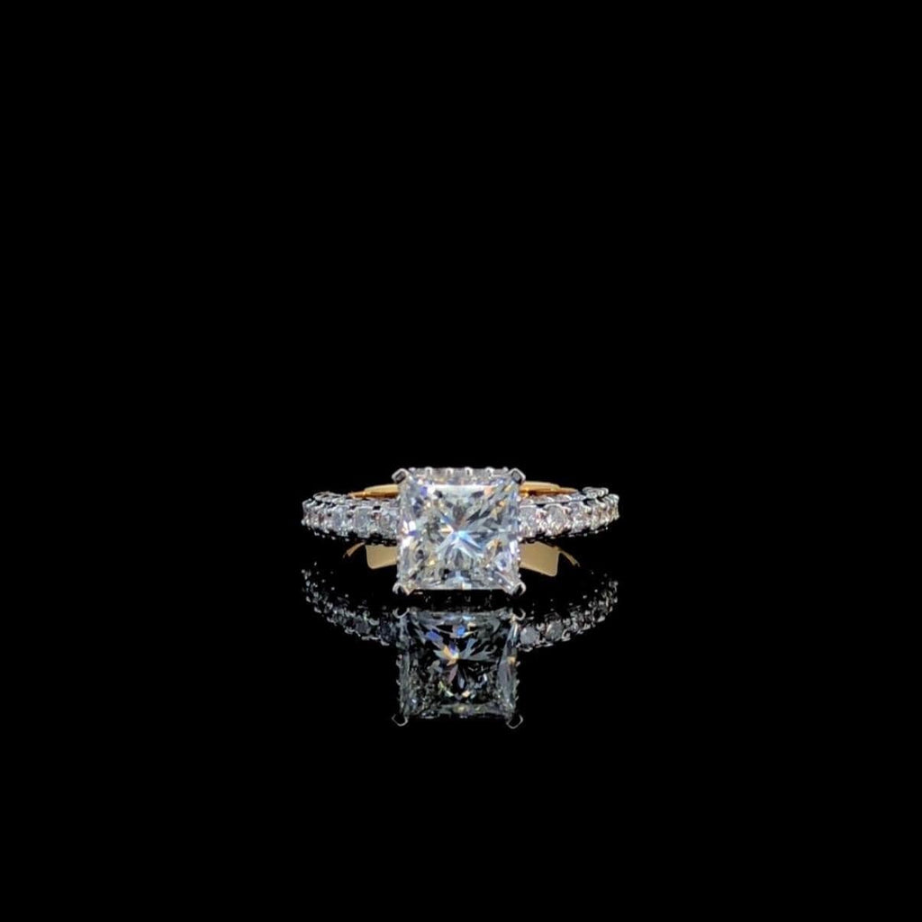 Princess Cut 2.5ct Lab Grown Diamond Engagement Ring: 14K Gold IGI Certified