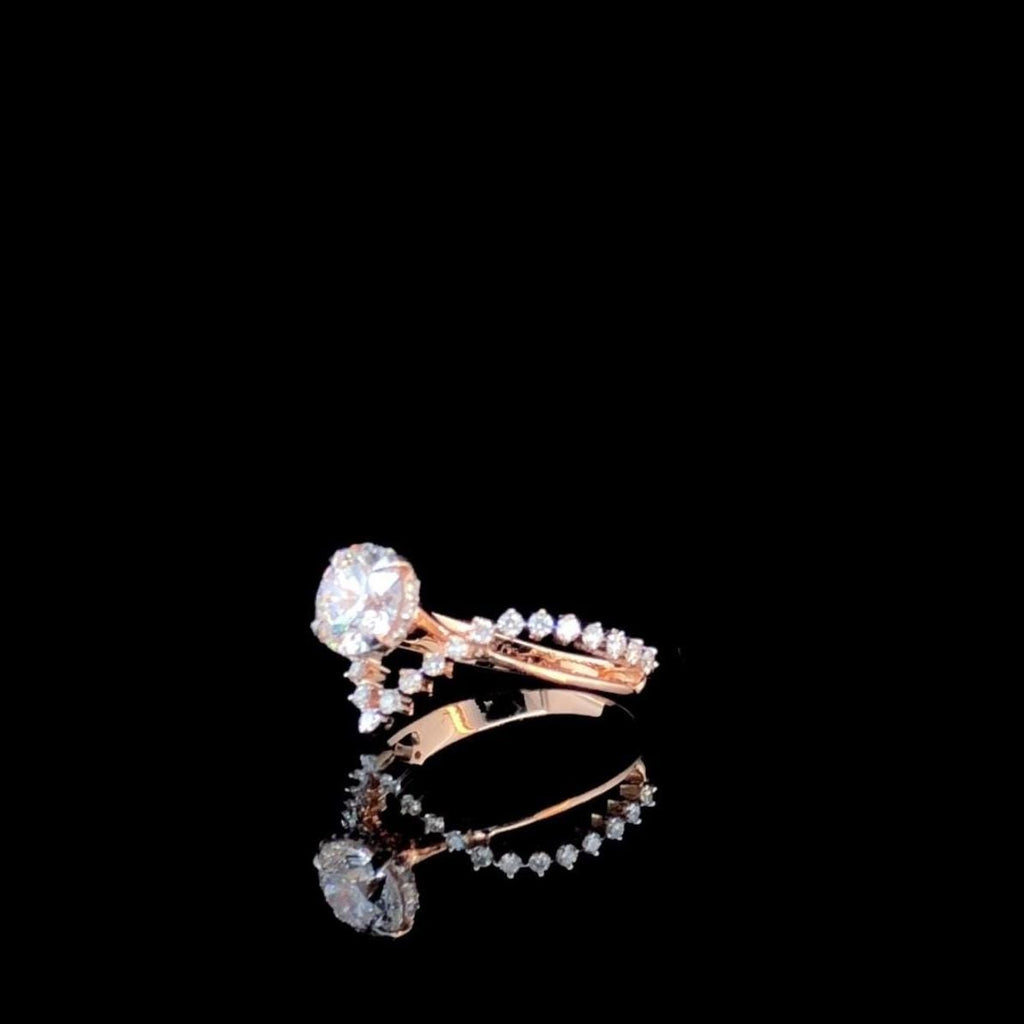 1.3ct Lab Grown Diamond Engagement Ring: 14K Gold Twist Band, IGI Certified