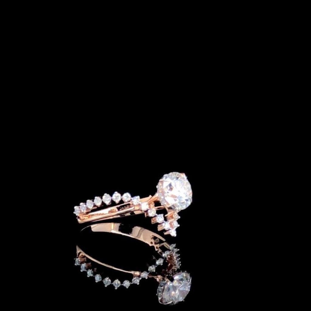 1.3ct Lab Grown Diamond Engagement Ring: 14K Gold Twist Band, IGI Certified
