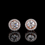 IGI Certified Lab Grown Diamond Halo Stud Earrings: 14K Gold Screw Back