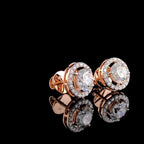 IGI Certified Lab Grown Diamond Halo Stud Earrings: 14K Gold Screw Back