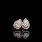 Pear Cut Lab Grown Diamond Halo Stud Earrings | 14K Gold