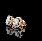 Emerald Cut Lab Grown Diamond Halo Stud Earrings | 14K Gold