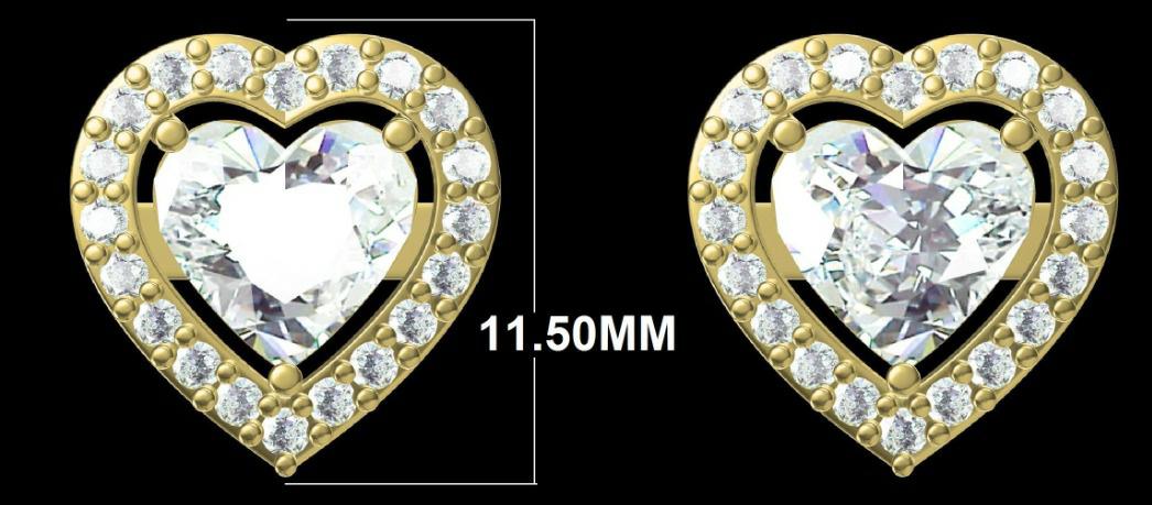 Heart Cut Lab Grown Diamond Stud Earrings | 14K Gold Halo, IGI Certified