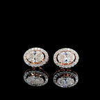 Oval Lab Grown Diamond Halo Stud Earrings | 14K Gold, IGI Certified