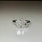 Lab Grown Diamond Toi et Moi Ring: 1.60Ct Pear, 14K Solid Gold Engagement Ring