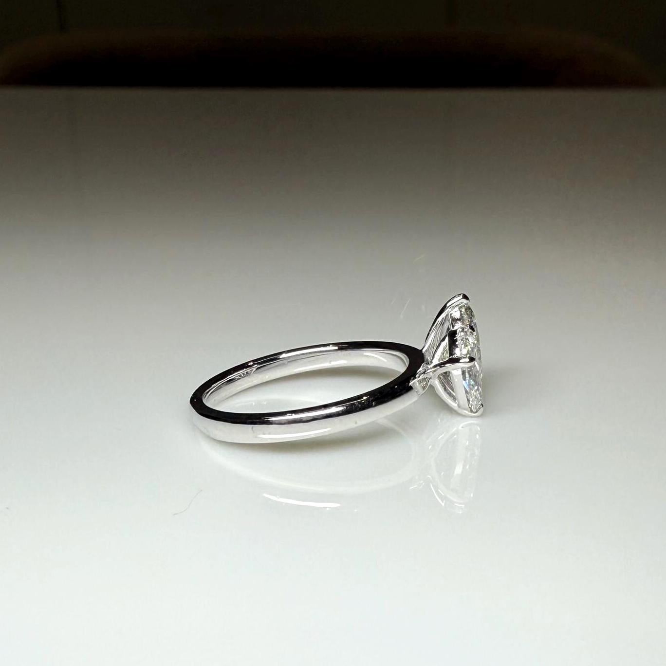 Lab Grown Diamond Toi et Moi Ring: 1.60Ct Pear, 14K Solid Gold Engagement Ring