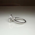 Oval Lab Grown Diamond Engagement Ring: 2.80 CTW Halo, 14K Gold Pave Band