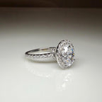 Oval Lab Grown Diamond Engagement Ring: 2.80 CTW Halo, 14K Gold Pave Band