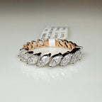 Lab Grown Marquise Diamond Ring | 14K Two Tone Gold Wedding Band