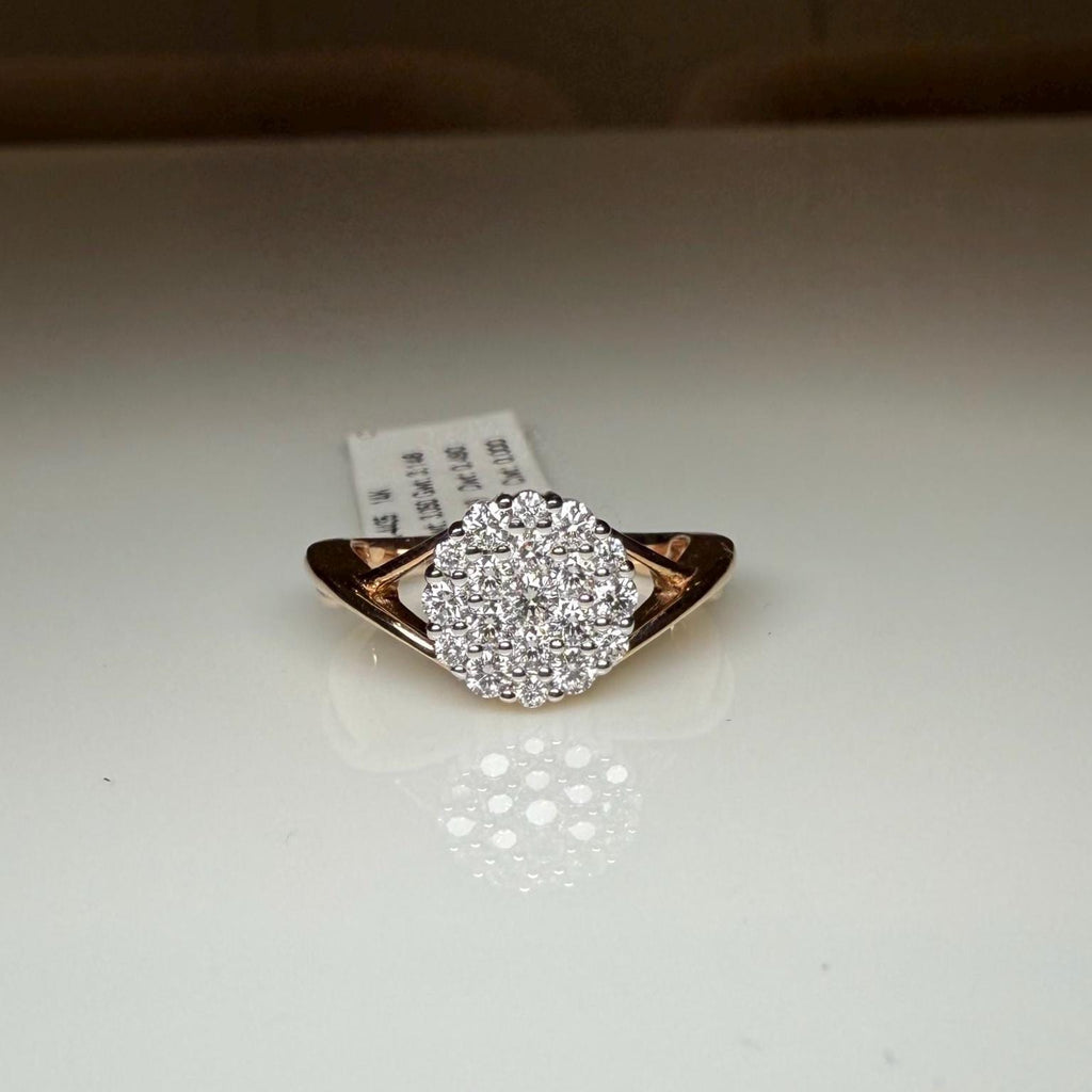 Lab Grown Diamond Cluster Ring: 14K Solid Gold Pave Engagement Ring