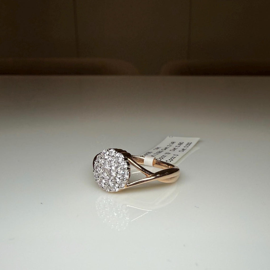 Lab Grown Diamond Cluster Ring: 14K Solid Gold Pave Engagement Ring