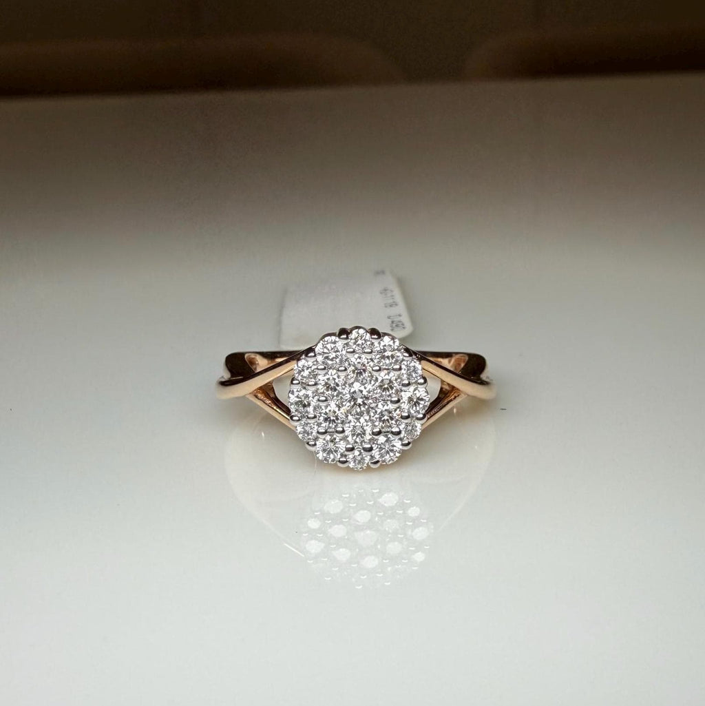 Lab Grown Diamond Cluster Ring: 14K Solid Gold Pave Engagement Ring