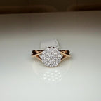 Lab Grown Diamond Cluster Ring: 14K Solid Gold Pave Engagement Ring