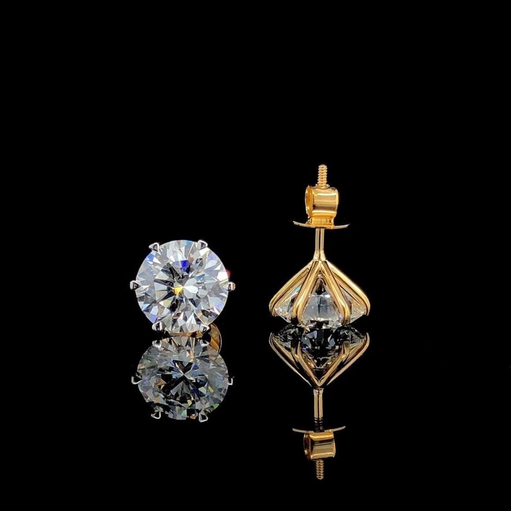 IGI Certified Lab Grown Diamond Stud Earrings | 14K Gold Solitaire