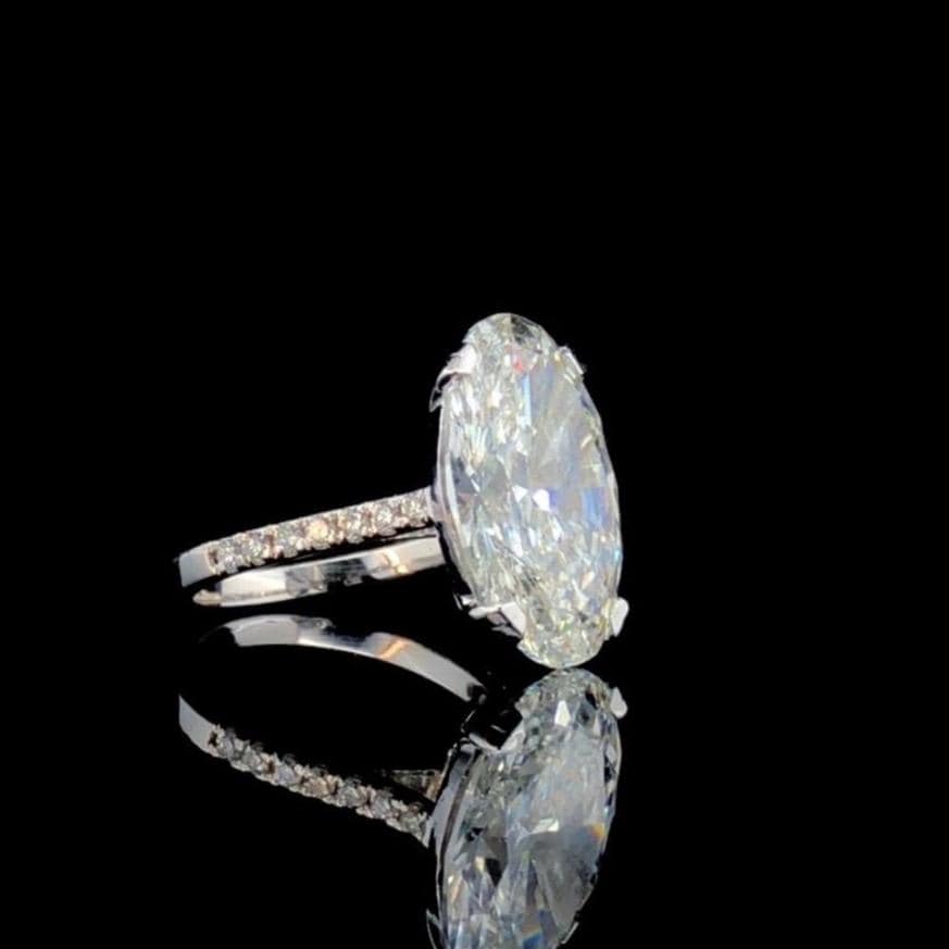 8CT Oval Lab Grown Diamond Engagement Ring: 14K Gold Statement Bridal Ring
