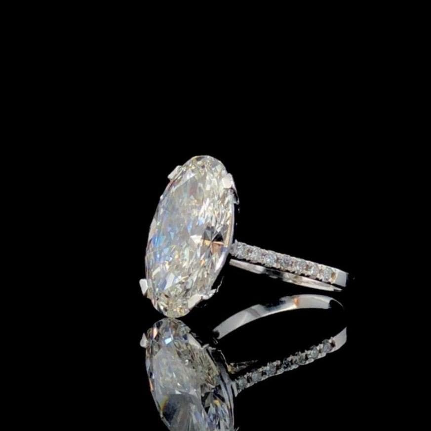 8CT Oval Lab Grown Diamond Engagement Ring: 14K Gold Statement Bridal Ring