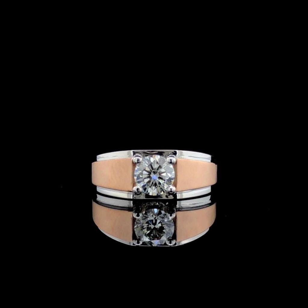 Mens 1CT Lab Grown Diamond Engagement Ring: Two-Tone 14K Gold Engagemnt Ring