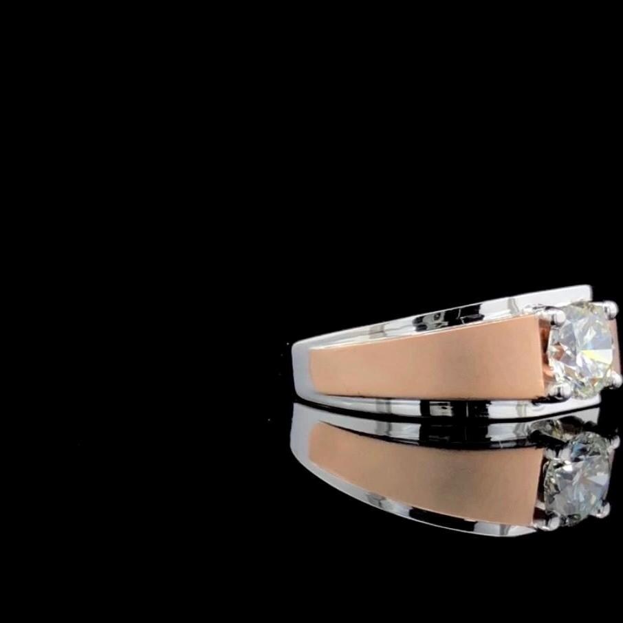 Mens 1CT Lab Grown Diamond Engagement Ring: Two-Tone 14K Gold Engagemnt Ring