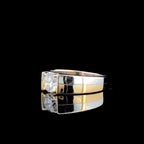 Mens Lab Grown 1CT Diamond Engagement Ring: Two-Tone 14K Solid Gold Wedding Band