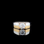 Mens Lab Grown 1CT Diamond Engagement Ring: Two-Tone 14K Solid Gold Wedding Band