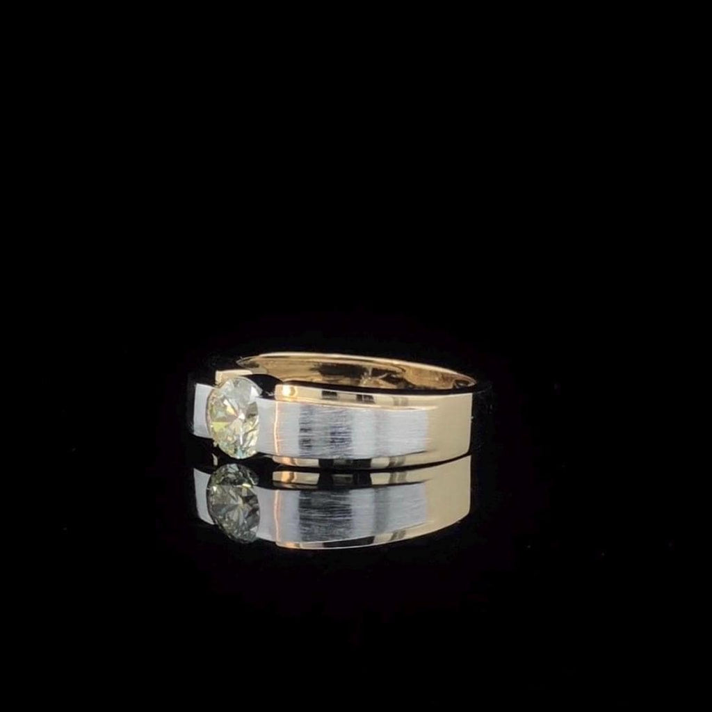 Mens Lab Grown 1CT Diamond Engagement Ring: Two-Tone 14K Gold Wedding Band