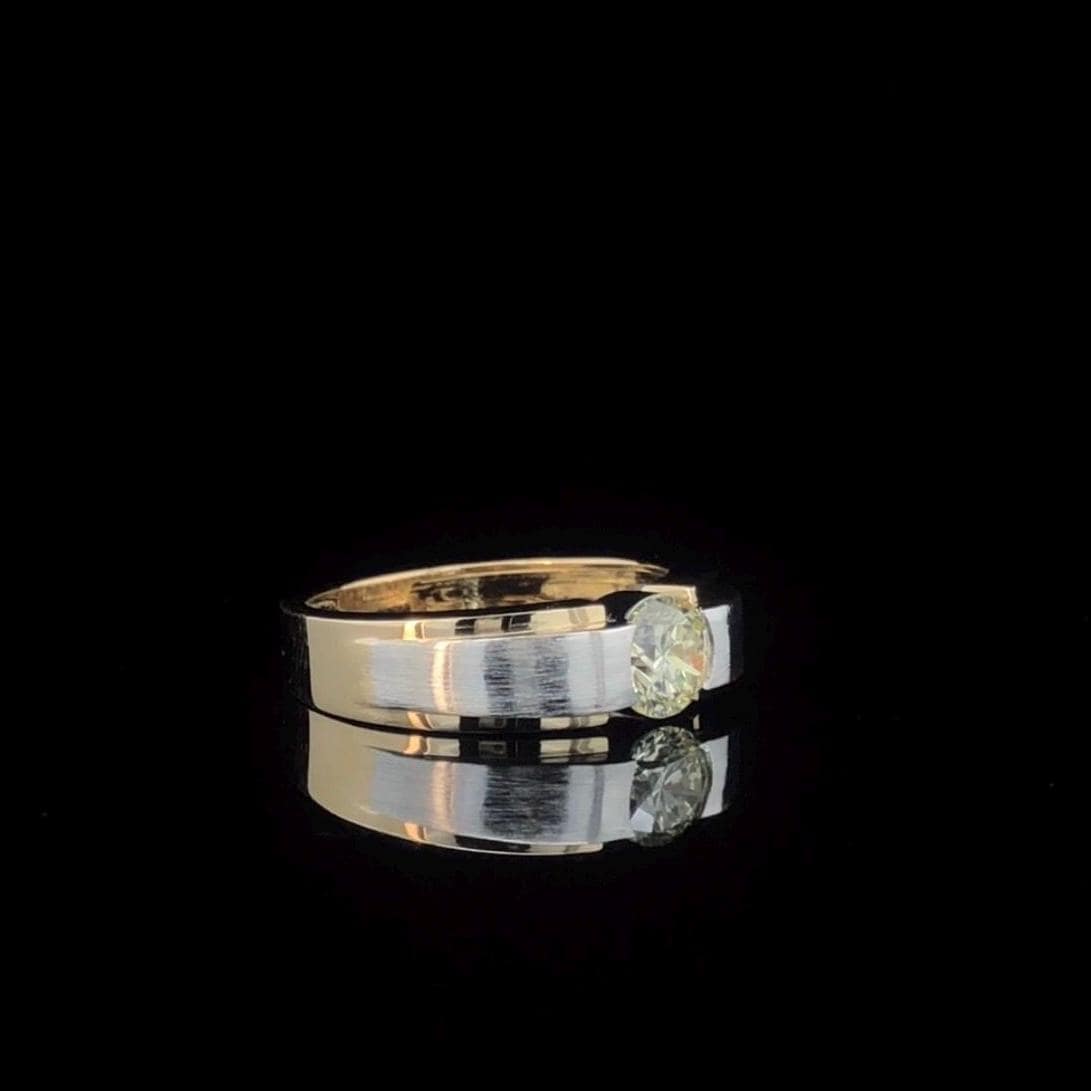 Mens Lab Grown 1CT Diamond Engagement Ring: Two-Tone 14K Gold Wedding Band