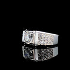 Mens Lab Grown Diamond Engagement Ring: 14K Solid Gold Wedding Band