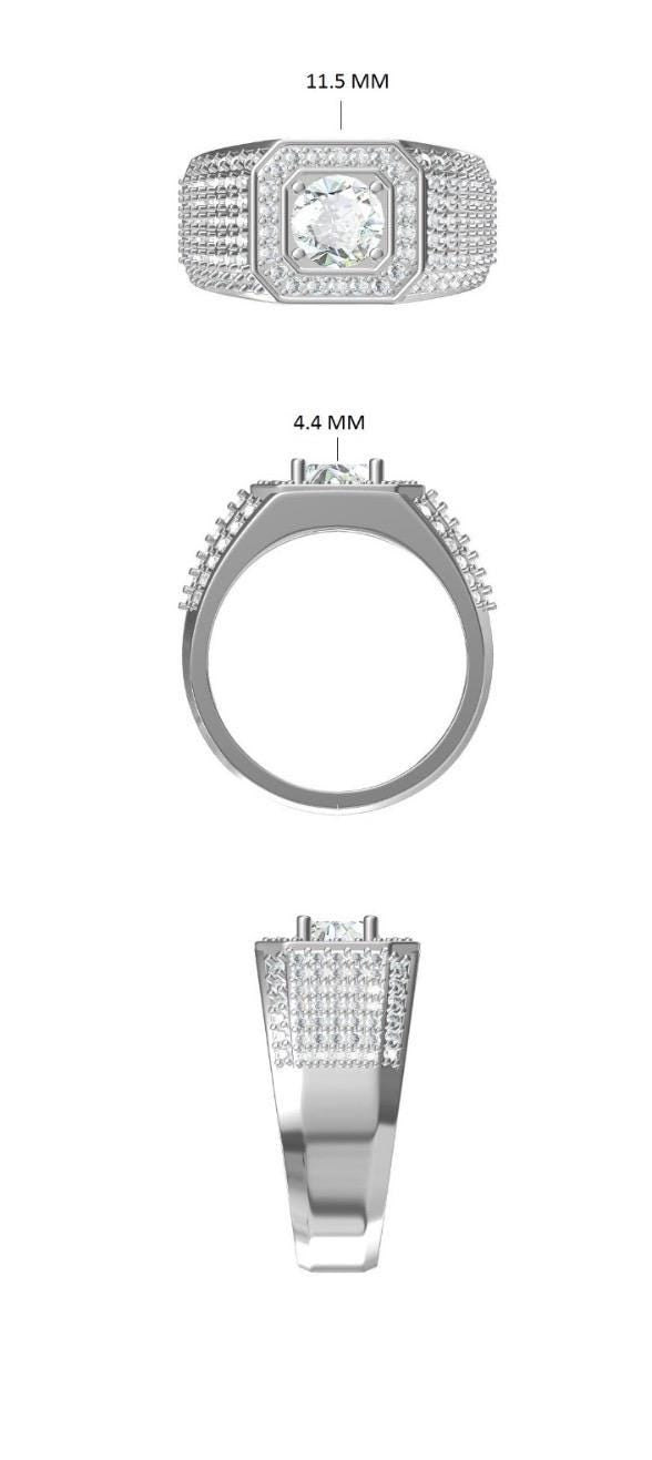 Mens Lab Grown Diamond Engagement Ring: 14K Gold Wedding Band