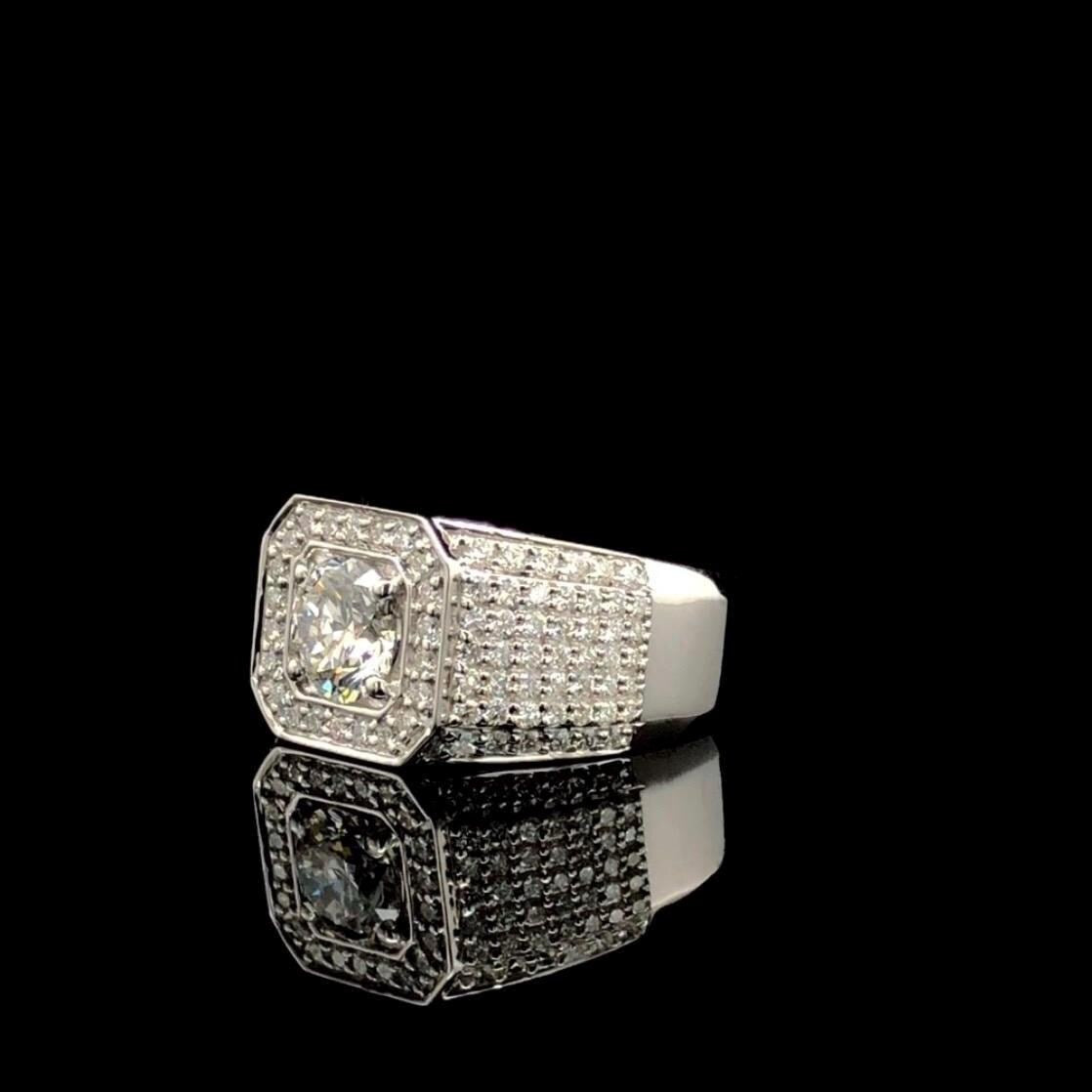 Mens Lab Grown Diamond Engagement Ring: 14K Gold Wedding Band