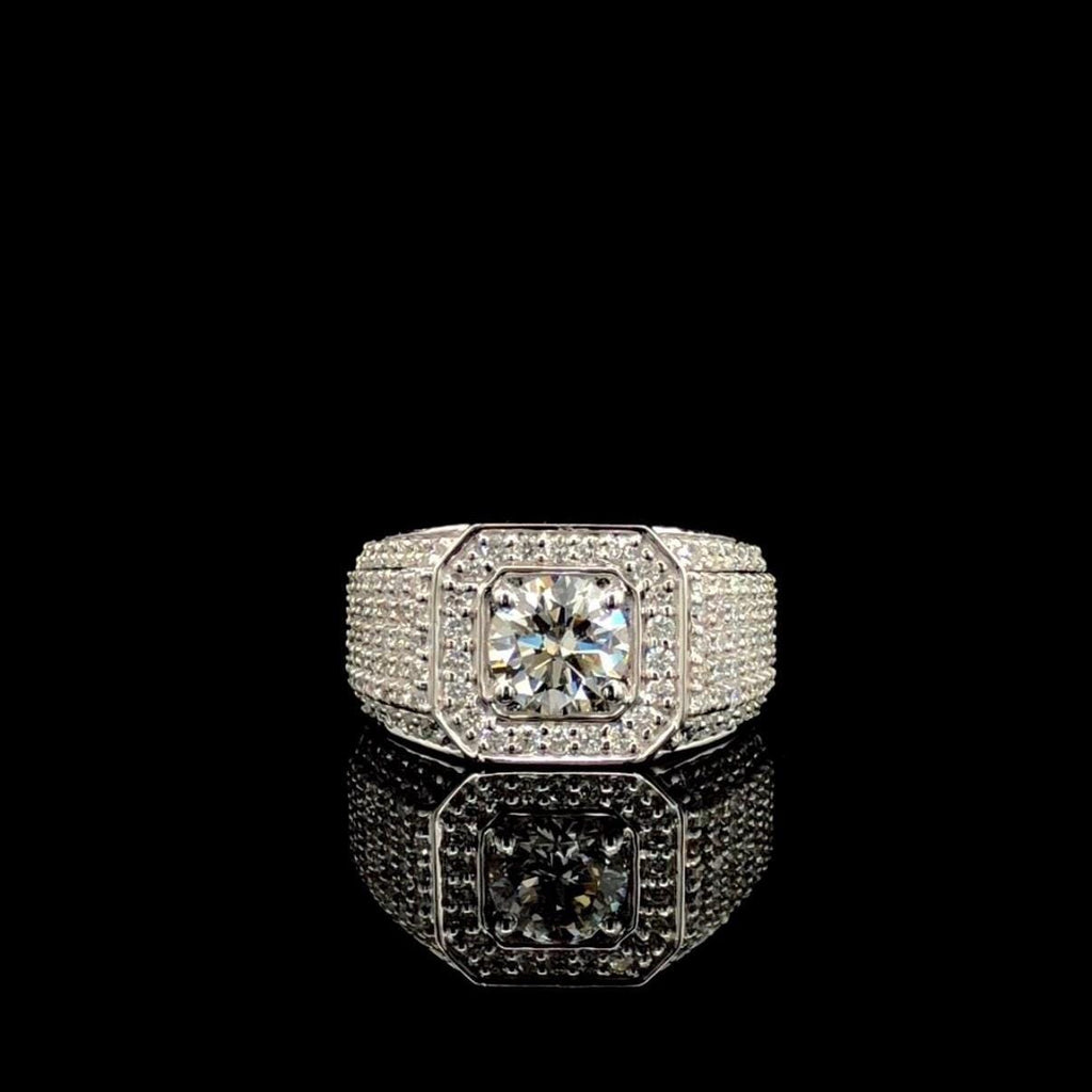 Mens Lab Grown Diamond Engagement Ring: 14K Gold Wedding Band