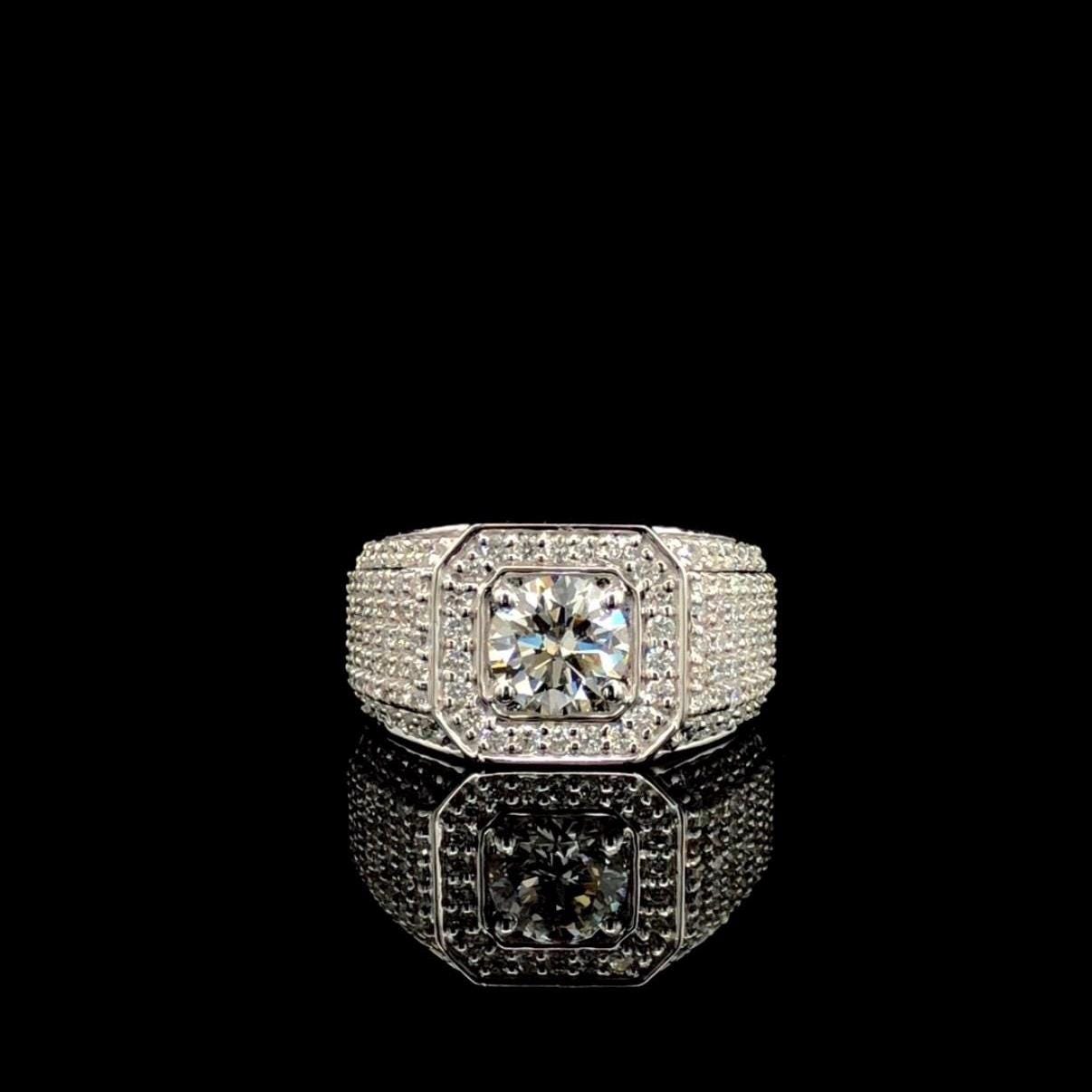 Mens Lab Grown Diamond Engagement Ring: 14K Gold Wedding Band