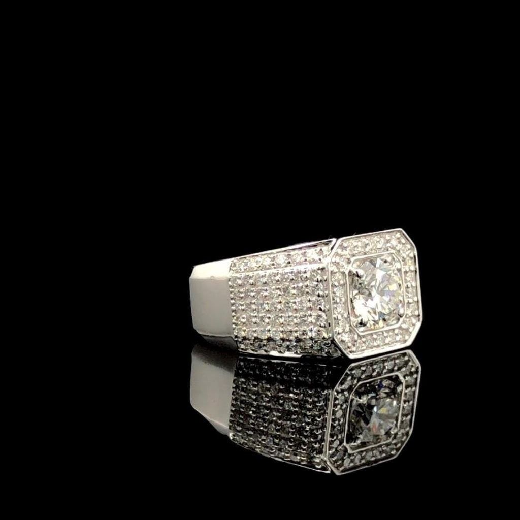 Mens Lab Grown Diamond Engagement Ring: 14K Gold Wedding Band