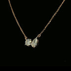 Lab Grown Diamond Toi et Moi Necklace: 2.50CTW Pear & Round, 14K Gold