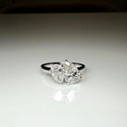 Lab Grown Diamond Toi et Moi Ring: 1.60Ct Pear, 14K Solid Gold Engagement Ring