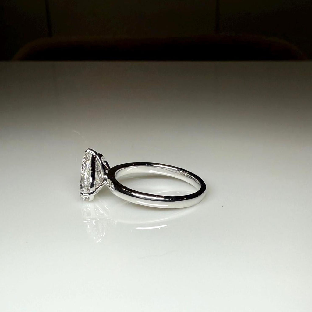 Lab Grown Diamond Toi et Moi Ring: 1.60Ct Pear, 14K Solid Gold Engagement Ring